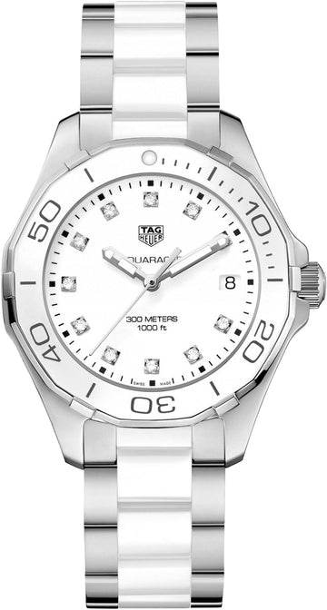  Shop Authentic Tag Heuer Aquaracer Diamonds White Dial Two Tone Steel Strap Watch for Women - WAY131D.BA0914 - Luxxuri
