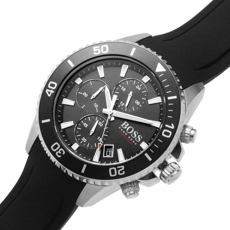  Shop Authentic Hugo Boss Admiral Black Dial Black Silicone Strap Watch for Men - 1513912 - Luxxuri
