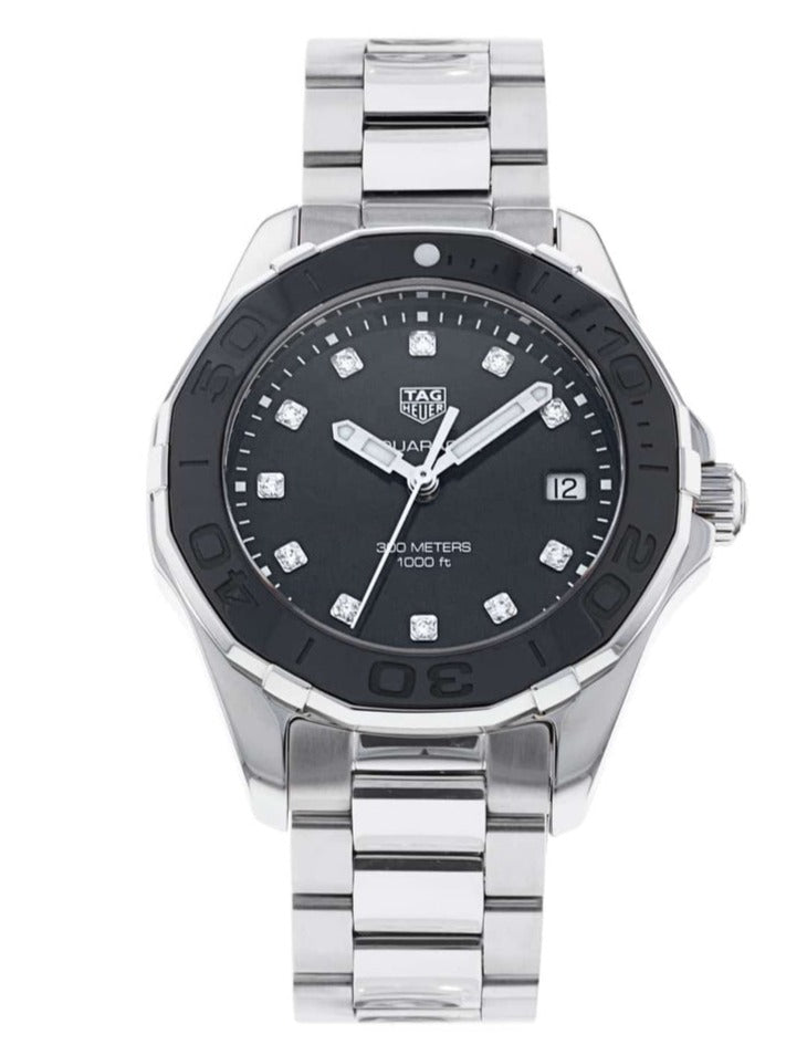  Shop Authentic Tag Heuer Aquaracer Quartz Black Dial Silver Steel Strap Watch for Women - WAY131M.BA0748 - Luxxuri