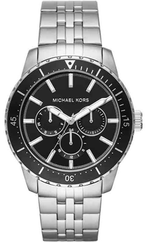  Shop Authentic Michael Kors Cunningham Multifunction Black Dial Silver Steel Strap Watch For Men - MK7156 - Luxxuri