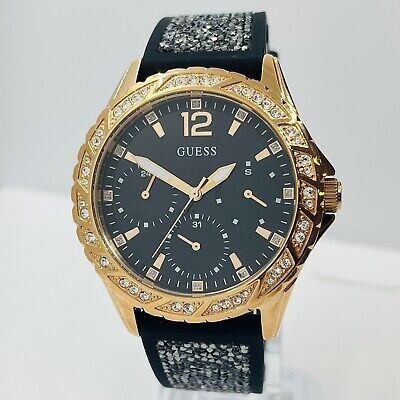  Shop Authentic Guess Swirl Quartz Black Dial Black Silicone Strap Watch for Women - W1096L3 - Luxxuri