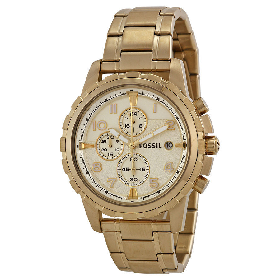  Shop Authentic Fossil Dean Chronograph Champagne Dial Gold Steel Strap Watch for Men - FS4867 - Luxxuri