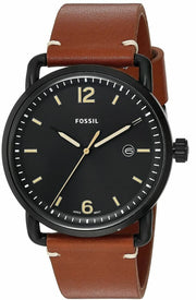  Shop Authentic Fossil Commuter Three Hand Date Black Dial Brown Leather Strap Watch for Men - FS5276 - Luxxuri