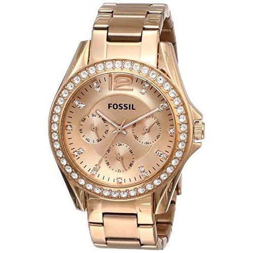  Shop Authentic Fossil Riley Multifunction Rose Gold Dial Rose Gold Steel Strap Watch for Women - ES2811 - Luxxuri