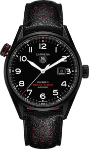  Shop Authentic Tag Heuer Carrera Calibre 5 Drive Timer Black Dial Black Leather Strap Watch for Men - WAR2A80.FC6337 - Luxxuri
