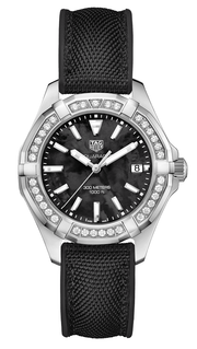  Shop Authentic Tag Heuer Aquaracer Diamonds Mother of Pearl Black Dial Black Nylon Strap Watch for Women - WAY131P.FT6092 - Luxxuri