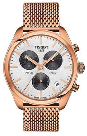  Shop Authentic Tissot T Classic PR 100 Chronograph Silver Dial Rose Gold Mesh Bracelet Watch For Men - T101.417.33.031.01 - Luxxuri