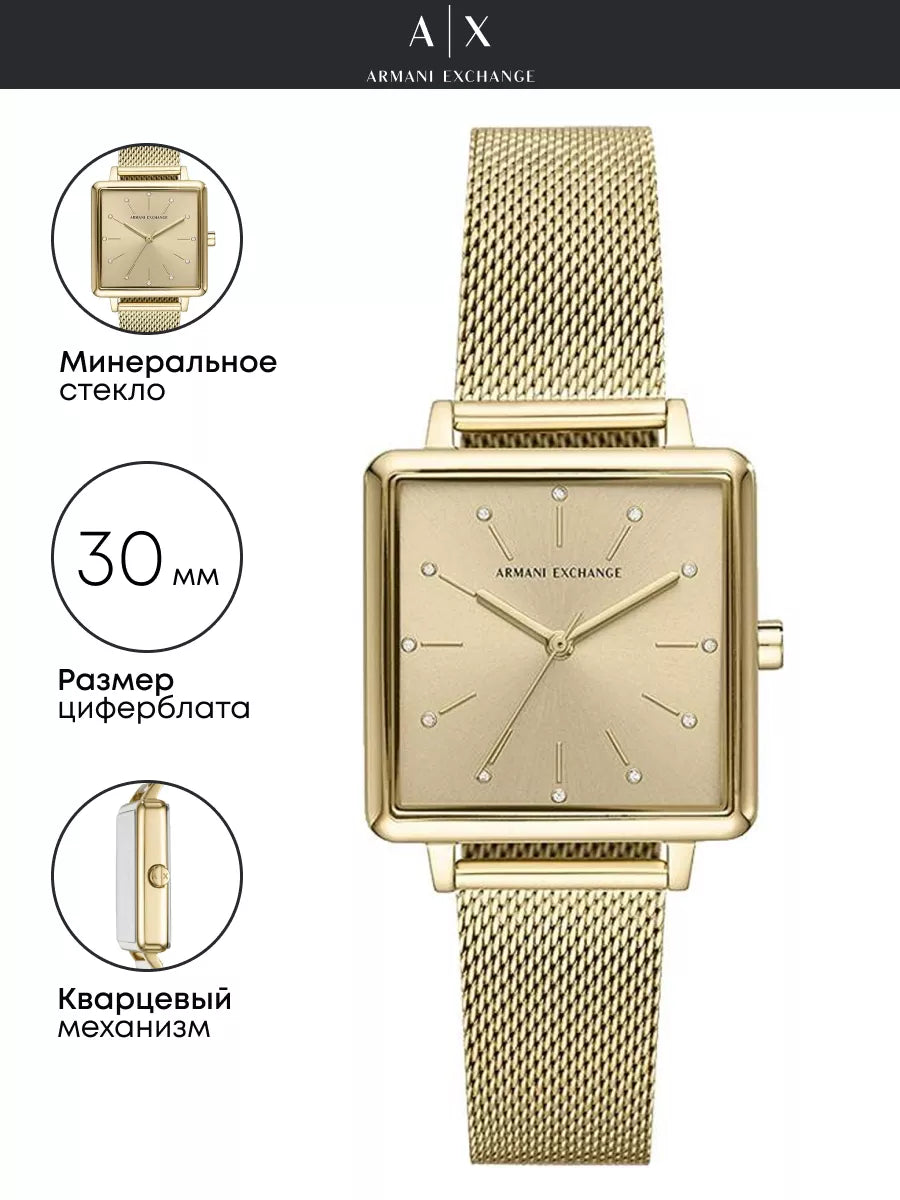  Shop Authentic Armani Exchange Lola Quartz Gold Dial Gold Mesh Strap Watch For Women - AX5801 - Luxxuri