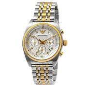  Shop Authentic Emporio Armani Classic Chronograph White Dial Two Tone Steel Strap Watch For Men - AR0396 - Luxxuri