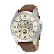 Shop Authentic Fossil Grant Automatic White Dial Brown Leather Strap Watch for Men - ME3052 - Luxxuri