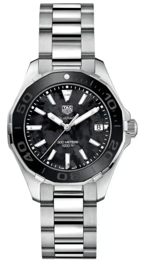  Shop Authentic Tag Heuer Aquaracer Quartz Black Dial Silver Steel Strap Watch for Women - WAY131K.BA0748 - Luxxuri