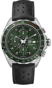  Shop Authentic Tag Heuer Formula 1 Calibre 16 Automatic Chronograph Green Dial Black Leather Strap Watch for Men - CAZ2016.FC6473 - Luxxuri