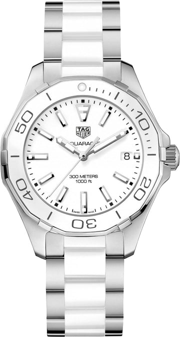  Shop Authentic Tag Heuer Aquaracer Quartz White Dial Two Tone Steel Strap Watch Women - WAY131B.BA0914 - Luxxuri
