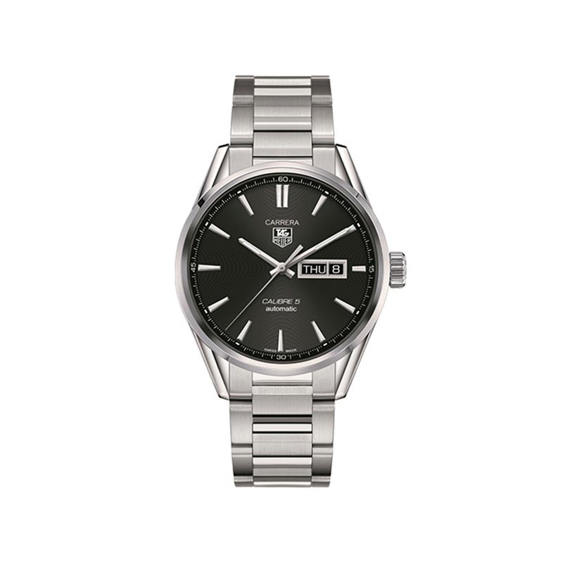  Shop Authentic Tag Heuer Carrera Calibre 5 Automatic Black Dial Silver Steel Strap Watch for Men - WAR201A.BA0723 - Luxxuri
