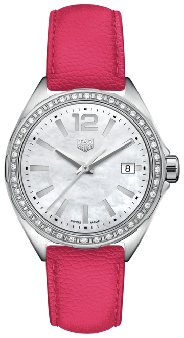  Shop Authentic Tag Heuer Formula 1 Quartz Mother of Pearl Dial Pink Leather Strap Watch for Women - WBJ131A.FC8252 - Luxxuri