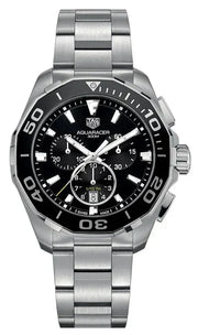  Shop Authentic Tag Heuer Aquaracer Quartz Chronograph Black Dial Silver Steel Strap Watch for Men - CAY111A.BA0927 - Luxxuri