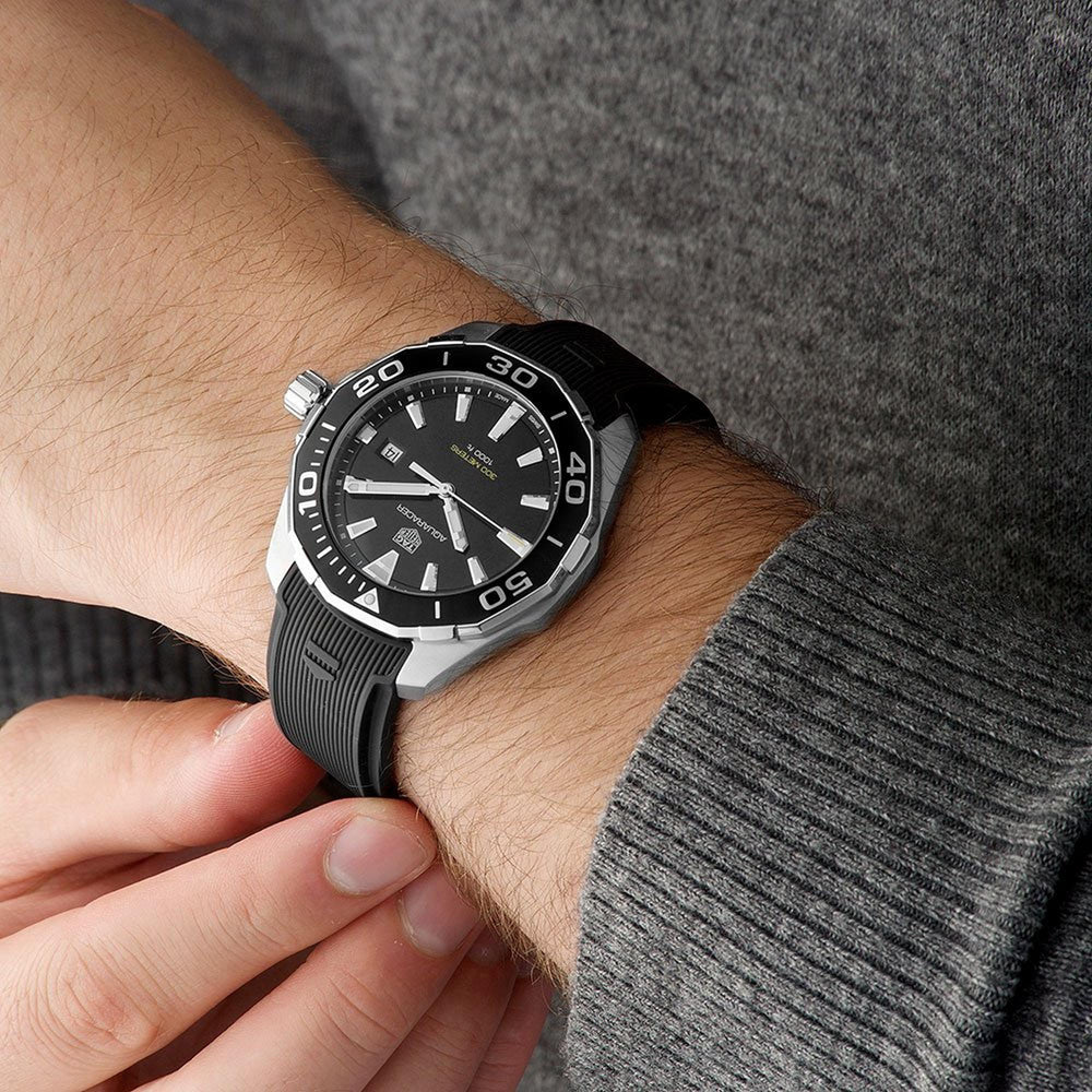  Shop Authentic Tag Heuer Aquaracer Quartz Black Dial Black Rubber Strap Watch for Men -  WAY101A.FT6141 - Luxxuri