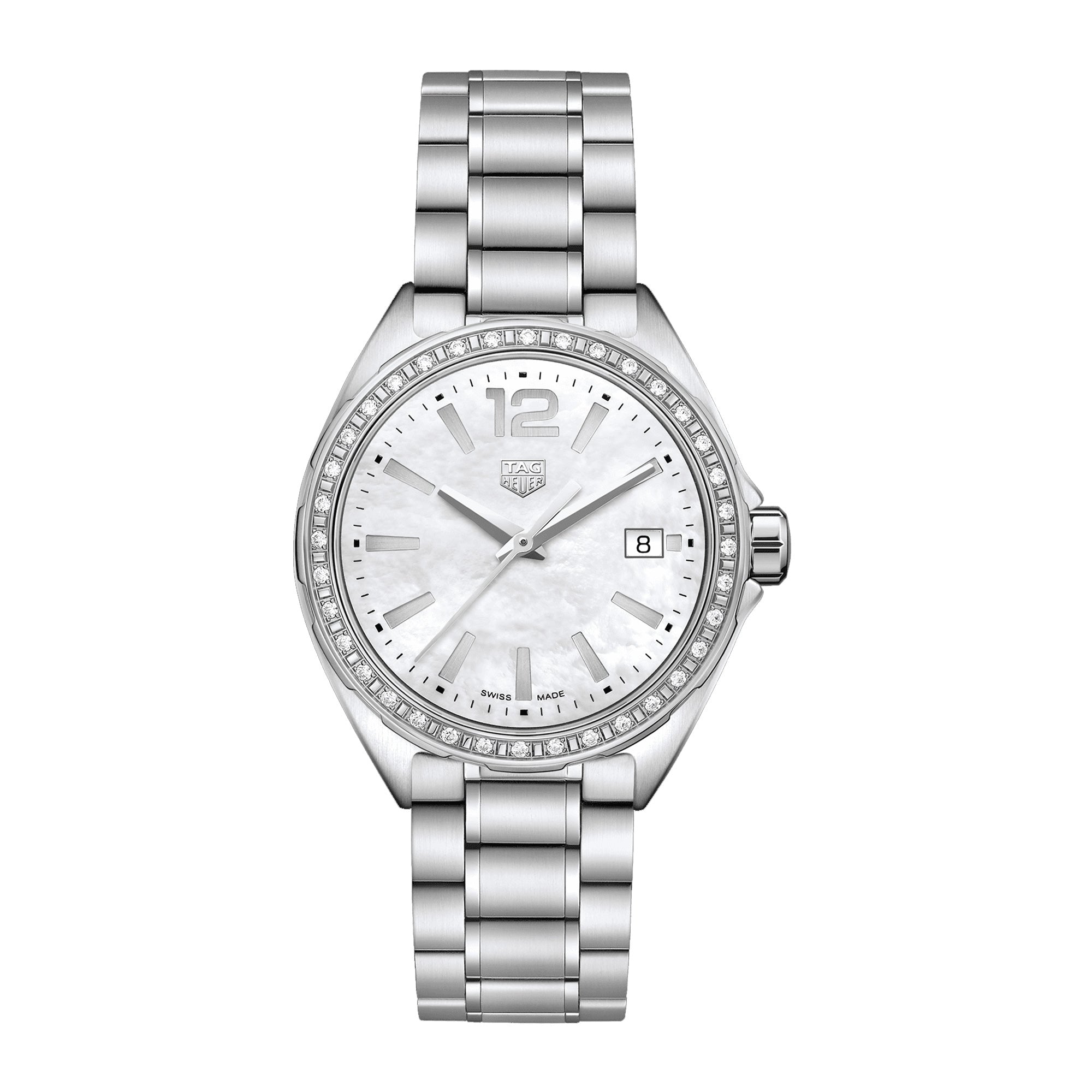  Shop Authentic Tag Heuer Formula 1 Quartz Diamonds Mother of Pearl Dial Silver Steel Strap Watch for Women - WBJ131A.BA0666 - Luxxuri