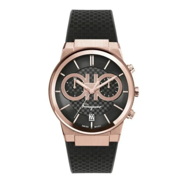  Shop Authentic Salvatore Ferragamo Sapphire Chrono Black Dial Black Rubber Strap Watch for Men - SFME00721 - Luxxuri