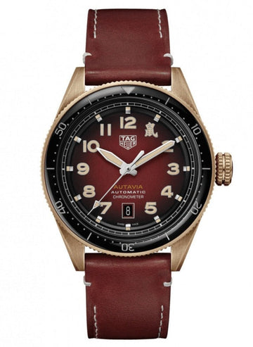 Shop Authentic Tag Heuer Autavia Calibre 5 Chinese New Year Maroon Dial Maroon Leather Strap Watch for Men - WBE5193.FC8300 - Luxxuri