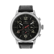  Shop Authentic Tommy Hilfiger Jake Chronograph Black Dial Black Leather Strap Watch for Men - 1791232 - Luxxuri