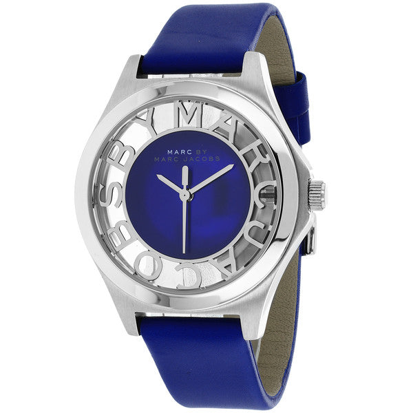  Shop Authentic Marc Jacobs Henry Skeleton Blue Dial Blue Leather Strap Watch for Women - MBM1337 - Luxxuri