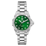  Shop Authentic Tag Heuer Aquaracer Diamonds Emerald Green Dial Silver Steel Strap Watch for Women - WBD1316.BA0740 - Luxxuri