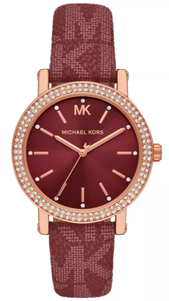  Shop Authentic Michael Kors Corey Crystals Red Dial Red Leather Strap Watch for Women - MKO1025 - Luxxuri
