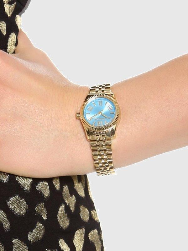  Shop Authentic Michael Kors Lexington Quartz Blue Dial Gold Steel Strap Watch For Women - MK3271 - Luxxuri
