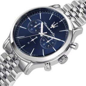  Shop Authentic Maserati Epoca Chronograph Blue Dial Silver Steel Strap Watch For Men - R8873618024 - Luxxuri