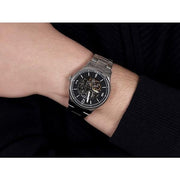  Shop Authentic Fossil Forrester Automatic Skeleton Black Dial Silver Steel Strap Watch for Men - ME3180 - Luxxuri