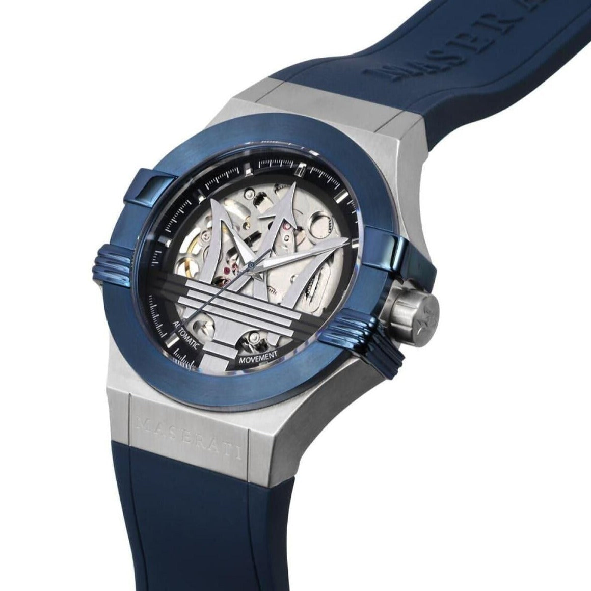  Shop Authentic Maserati Potenza Automatic Skeleton Dial Blue Rubber Strap Watch For Men - R8821108035 - Luxxuri