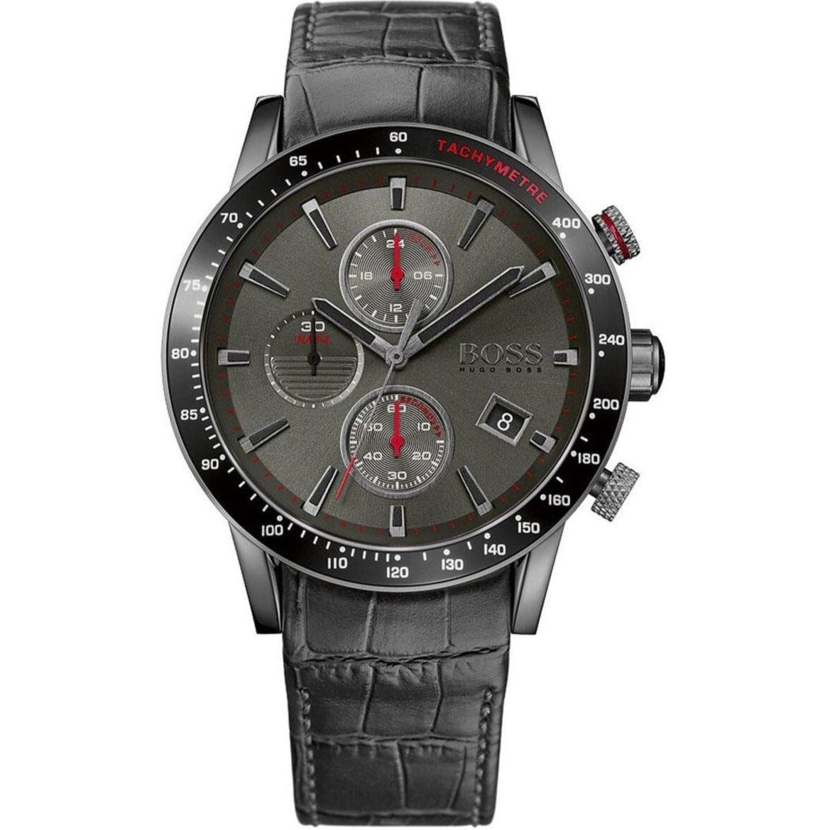 Shop Authentic Hugo Boss Rafale Chronograph Grey Dial Grey Leather Strap Watch For Men - 1513445 - Luxxuri