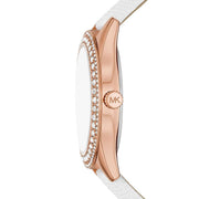  Shop Authentic Michael Kors Harlowe Analog Rose Gold Dial White Leather Strap Watch For Women - MK2989 - Luxxuri