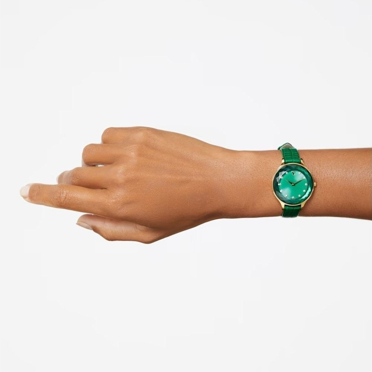  Shop Authentic Swarovski Octea Nova Crystals Green Dial Green Leather Strap Watch for Women - 5650005 - Luxxuri
