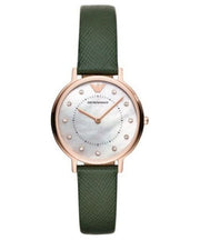  Shop Authentic Emporio Armani Mother of Pearl Dial Green Leather Strap Watch For Women - AR11150 - Luxxuri