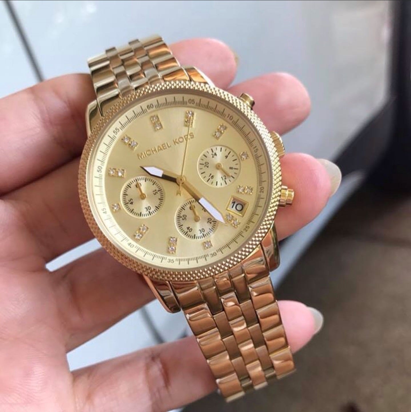  Shop Authentic Michael Kors Ritz Chronograph Gold Dial Gold Steel Strap Watch for Women - MK5676 - Luxxuri