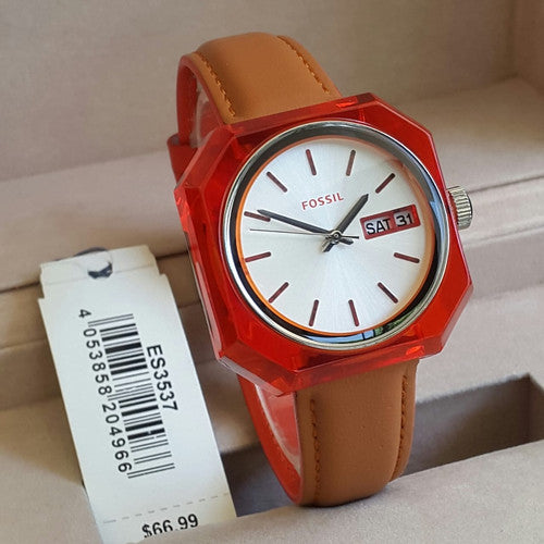  Shop Authentic Fossil Candy White Dial Brown Leather Strap Watch for Women - ES3537 - Luxxuri