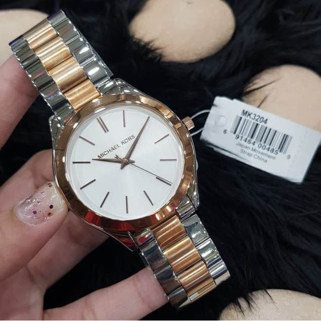  Shop Authentic Michael Kors Slim Runway White Dial Two Tone Steel Strap Watch for Women - MK3204 - Luxxuri