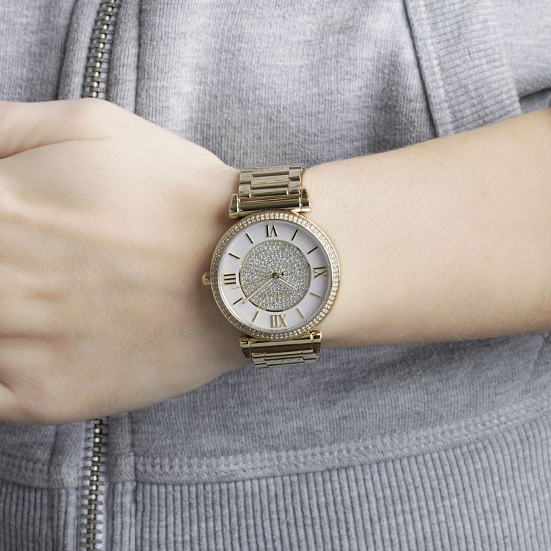  Shop Authentic Michael Kors Catlin Mother of Pearl Dial Gold Steel Strap Watch for Women - MK3332 - Luxxuri