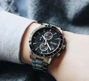  Shop Authentic Hugo Boss Rafale Chronograph Black Dial Silver Steel Strap Watch for Men - 1513509 - Luxxuri