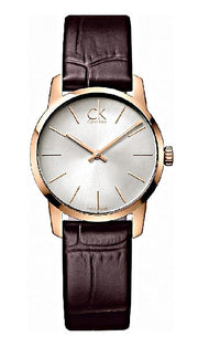  Shop Authentic Calvin Klein City White Mother of Pearl Dial Brown Leather Strap Watch for Women - K2G23620 - Luxxuri
