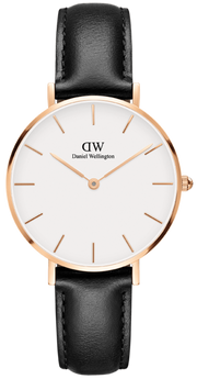  Shop Authentic Daniel Wellington Petite Sheffield White Dial Black Leather Strap Watch For Women - DW00100174 - Luxxuri