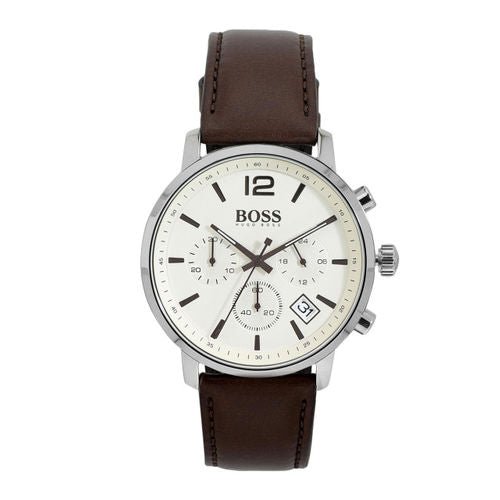  Shop Authentic Hugo Boss Attitude White Dial Brown Leather Strap Watch for Men - 1513609 - Luxxuri