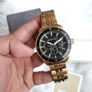  Shop Authentic Michael Kors Cunningham Multifunction Black Dial Gold Steel Strap Watch For Men - MK7154 - Luxxuri