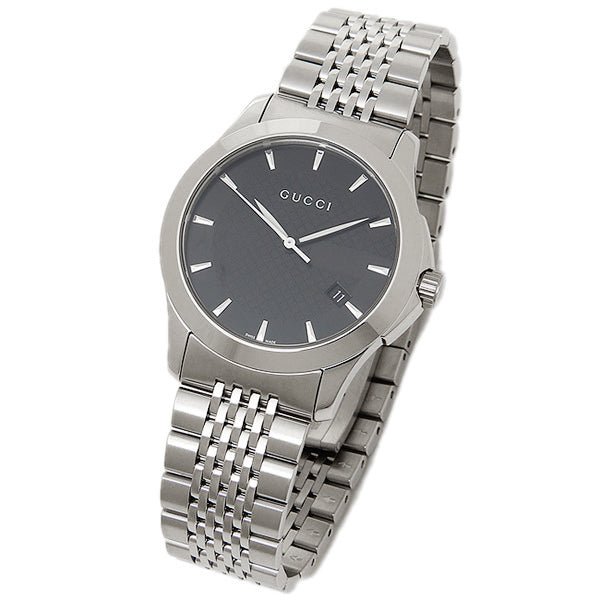  Shop Authentic Gucci G Timeless Black Dial Silver Steel Strap Watch For Men - YA126402 - Luxxuri