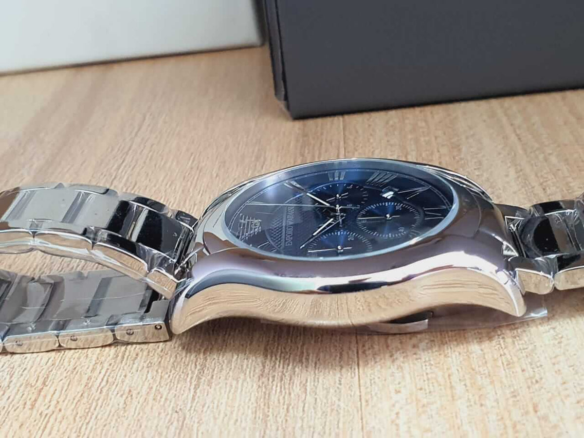  Shop Authentic Emporio Armani Chronograph Quartz Blue Dial Silver Steel Strap Watch For Men - AR11082 - Luxxuri