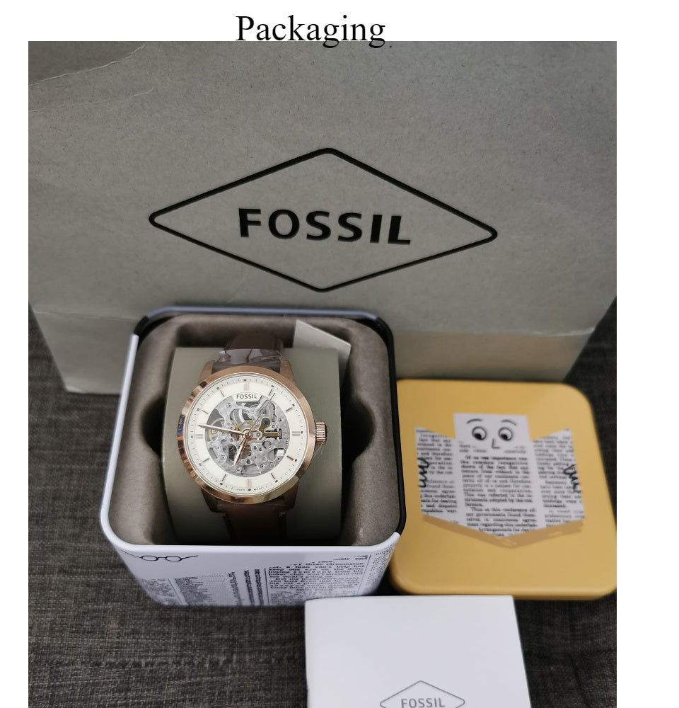  Shop Authentic Fossil Townsman Automatic Skeleton White Dial Brown Leather Strap Watch for Men - ME3078 - Luxxuri