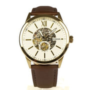  Shop Authentic Fossil Flynn Mechanical Skeleton Beige Dial Brown Leather Strap Watch for Men - BQ2215 - Luxxuri