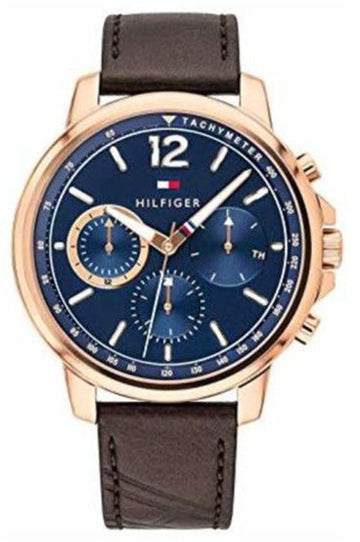  Shop Authentic Tommy Hilfiger London Chronograph Blue Dial Brown Leather Strap Watch for Men - 1791532 - Luxxuri